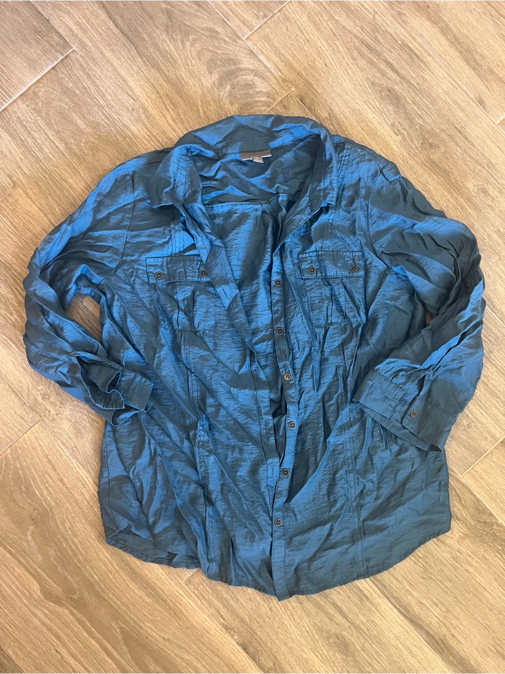 Roz & Ali Teal Blue Button-Down Shirt